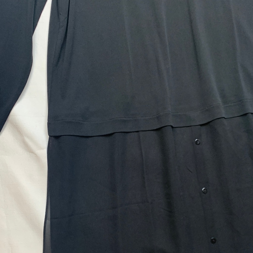 Eileen Fisher size XL black silk crepe georgette Classic long sleeve dress tunic - Picture 3 of 9